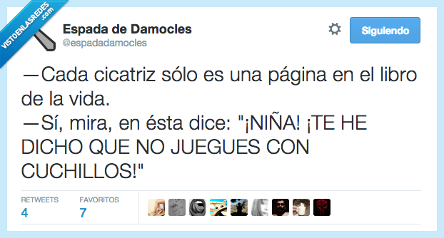 cicatriz,pagina,libro,vida,niña,juegues,jugar,cuchillo,peligro,torpe,accidente,herida