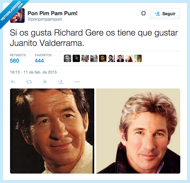 Juanito Valderrama,Richard Gere,clavado,parecido,gustar
