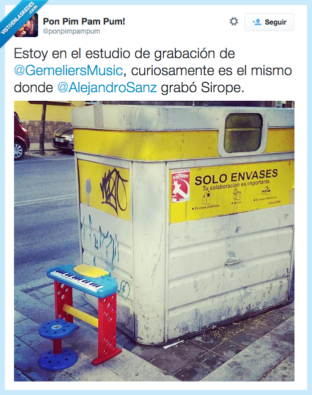 estudio,grabación,gemeliers,piano,basura,juguete,niño,Alejandro Sanz,Sirope