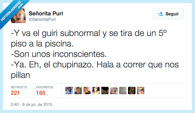 va,guiri,tira,quinto piso,piscina,inconscientes,chupinazo,correr,pillan