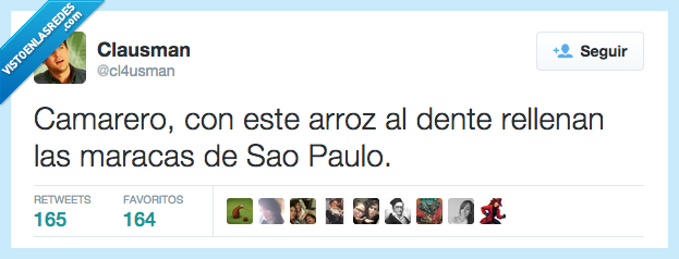 camarero,arroz,al dente,rellenar,maracas,Sao Paulo