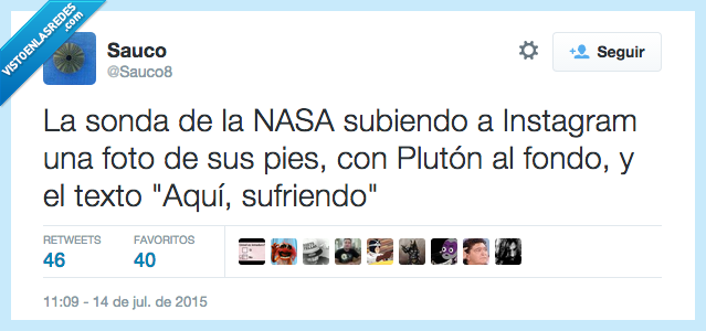 sonda,NASA,subir,Instagram,foto,pies,Plutón,fondo,texto,aquí,sufriendo