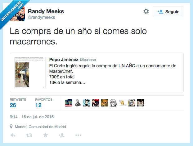 compra,año,comes,comer,macarrones,El Corte inglés,regalo,regala,concursante,MasterChef,700,miseria,nada