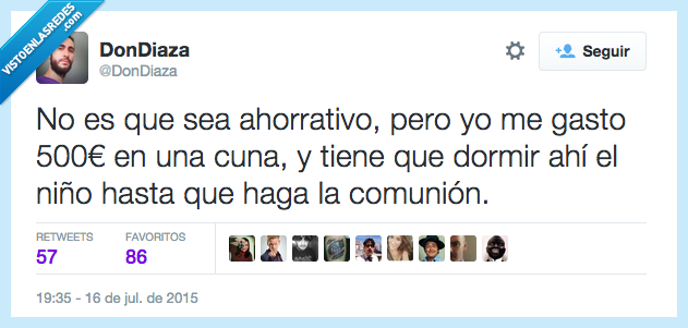 ahorrativo,gastar,gasto,500 euros,cuna,niño,duerme,ahí,comunión