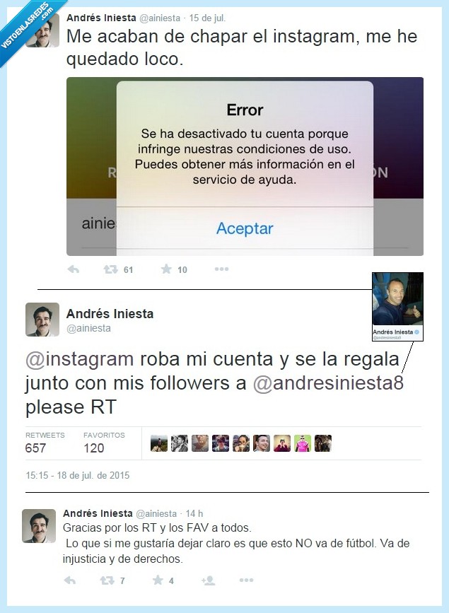 iniesta,indignante,derechos,injusticia,futbolista,instagram,regala,cuenta,andrés