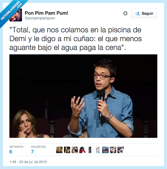 total,colar,piscina,Demi Moore,digo,cuñao,menos,aguante,bajo el agua,paga,cena