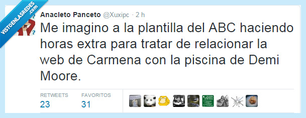 plantilla,ABC,periódico,Manuela Carmena,política,relacionar,piscina,Demi Moore,culpa,culpar,España,gobierno