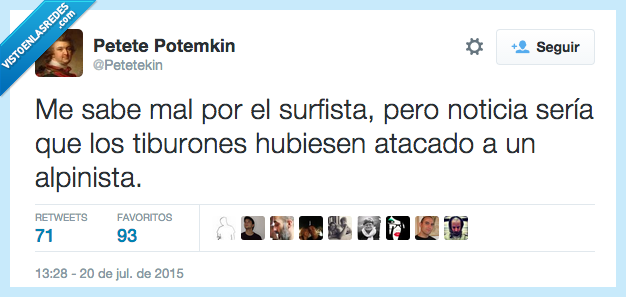 sabe mal,surfista,noticia,sería,tiburones,atacar,alpinista