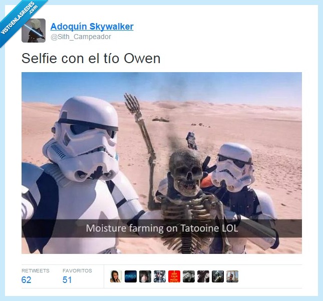 tatooine,tio Owen,troopers,selfie,resacon,lol,star wars,esqueleto,stormtrooper,quemar,desierto