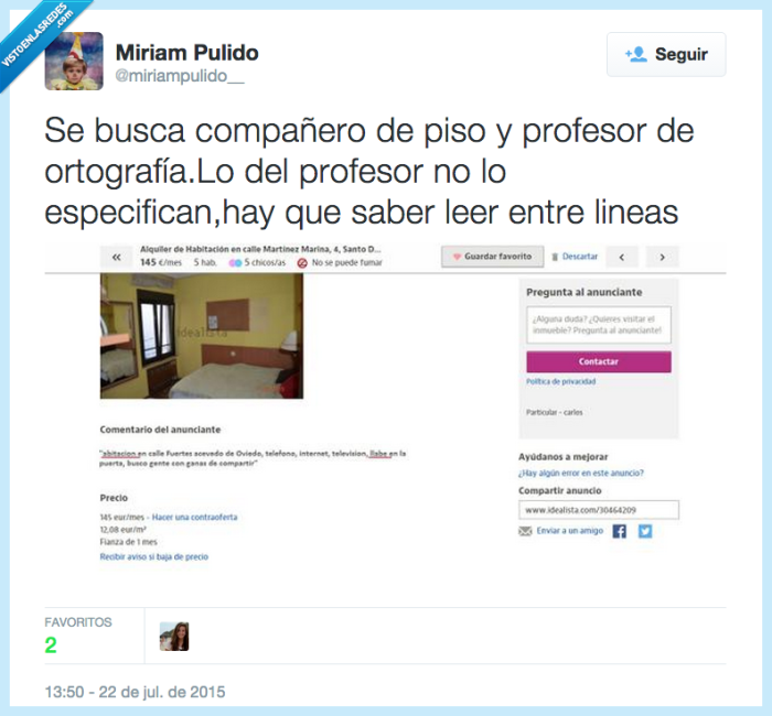 buscar,compañero,piso,profesor ortografía,anuncio,no lo pone,leer entre líneas,faltas,mis hogos