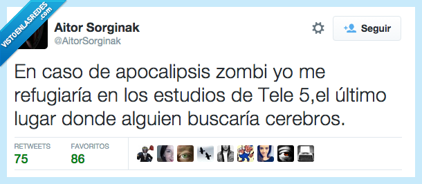 caso,apocalipsis,zombie,refugiar,refugio,Tele5,Tele 5,Telecinco,ultimo,lugar,alguien,cerebros