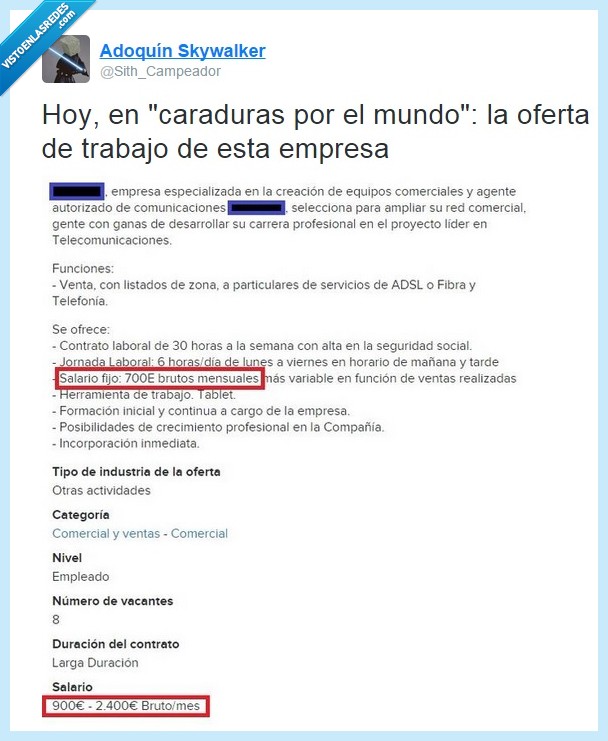 trabajo,caraduras,empresa,telefonía,adsl,fibra optica,estafa,salario,700 euros brutos