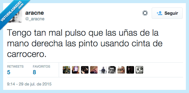 mal,pulso,uñas,mano,derecha,zurda,torpe,pintar,cinta,carrocero,marcar