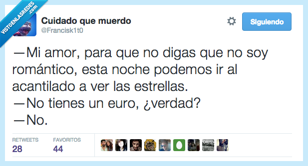 amor,romantico,novio,novia,mirar,estrellas,acantilado,euro,dinero,pobre