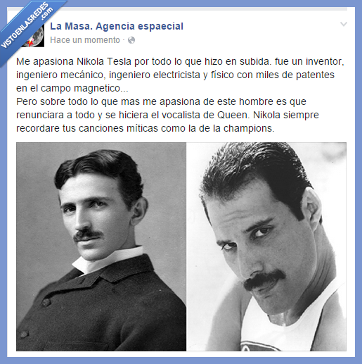 Nikola tesla,Queen,ingeniero,cantante,confusión,Freddie Mercury