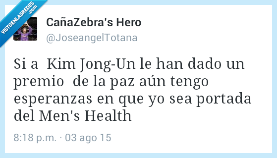 Kim Jong-Un,dar,premio,paz,esperanzas,portada,Men's Health
