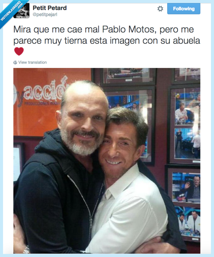 pablo motos,amor,abuela,miguel bosé muy maquillado