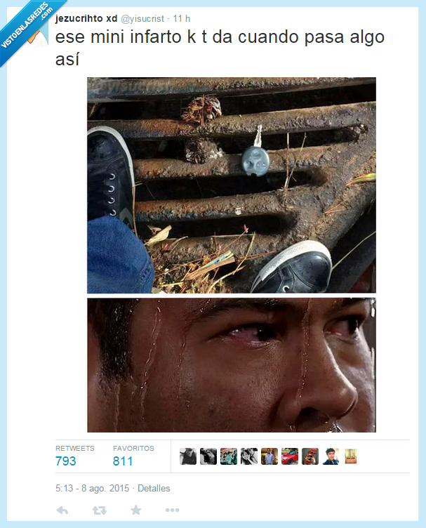 mini infarto,llaves,caer,alcantarilla