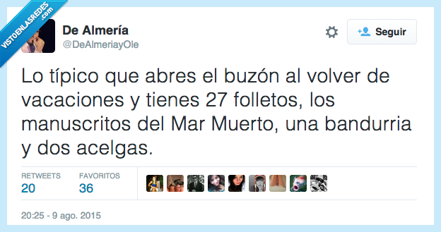 abrir,buzón,volver,vacaciones,publicidad,manuscritos,bandurria,acelgas