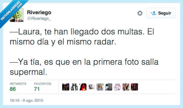 Laura,llegar,multas,mismo,día,radar,primera,foto,salir,mal