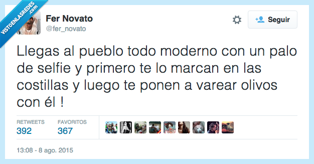 llegar,pueblo,moderno,palo selfie,marcar,costillas,varear,olivos