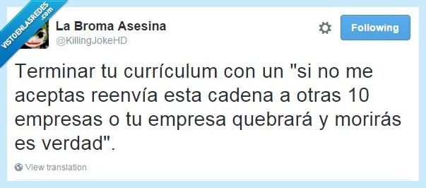 curriculum,empresa,cadena,reenviar,morir