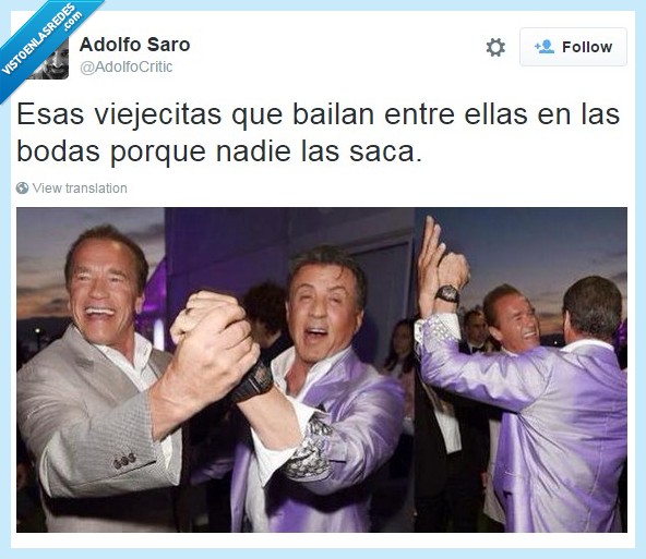 arnold,stallone,boda,viejecitas,bailar