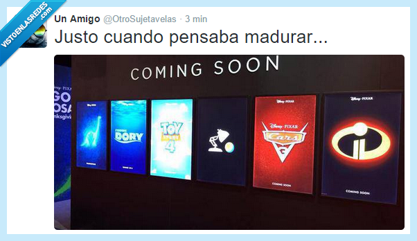 Pixar,Películas,Pronto,Los increíbles,Nemo,Cars,Toy Story 4