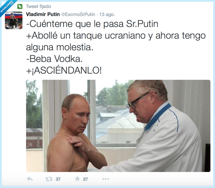 putin,vodka,beber,vladimir,golpe,médico,dignostico,medicina,tomar,tanque,ucraniano