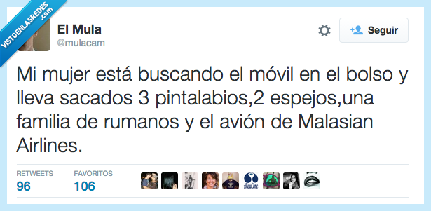 mujer,buscar,movil,sacar,todo,bolso,pintalabios,avión,Malasian Airlines,familia