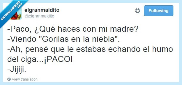 madre,gorila,humo,niebla,paco,tabaco,cigarro,pelicula