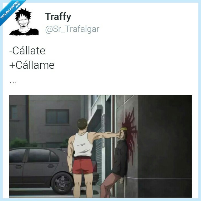 callate,callame,beso,puñetazo,pared,cara,sangre,anime
