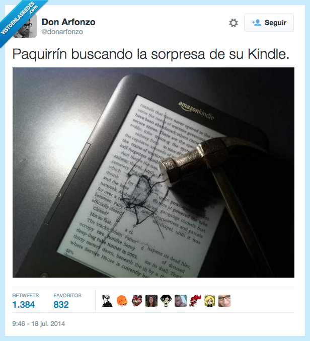 Paquirrín,Kiko Rivera,buscar,sorpresa,dentro,kindle,kinder,martillo,martillazo,ebook,romper,pantalla