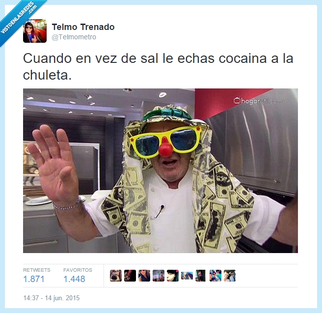 Karlos Arguiñano,coca,sal,droga,carne,chuletón,gafas,chuleta,cocinero,es el más rey