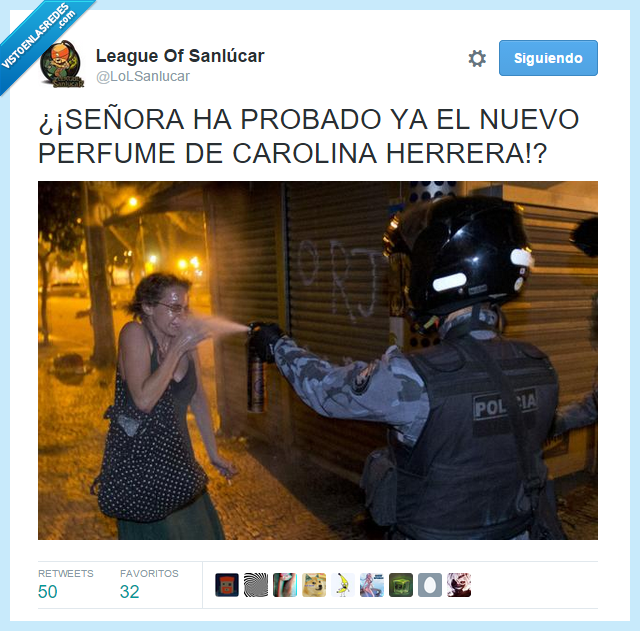 carolina herrera,perfume,policia,spray,pimienta,antidisturbios,dolor,rociar