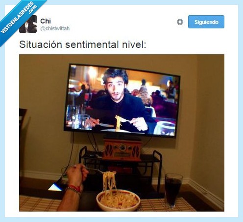situación,one direction,sentimental,cena,cita,tele,espaguetis,pasta,cenar,amor,triste,soltero,soltera