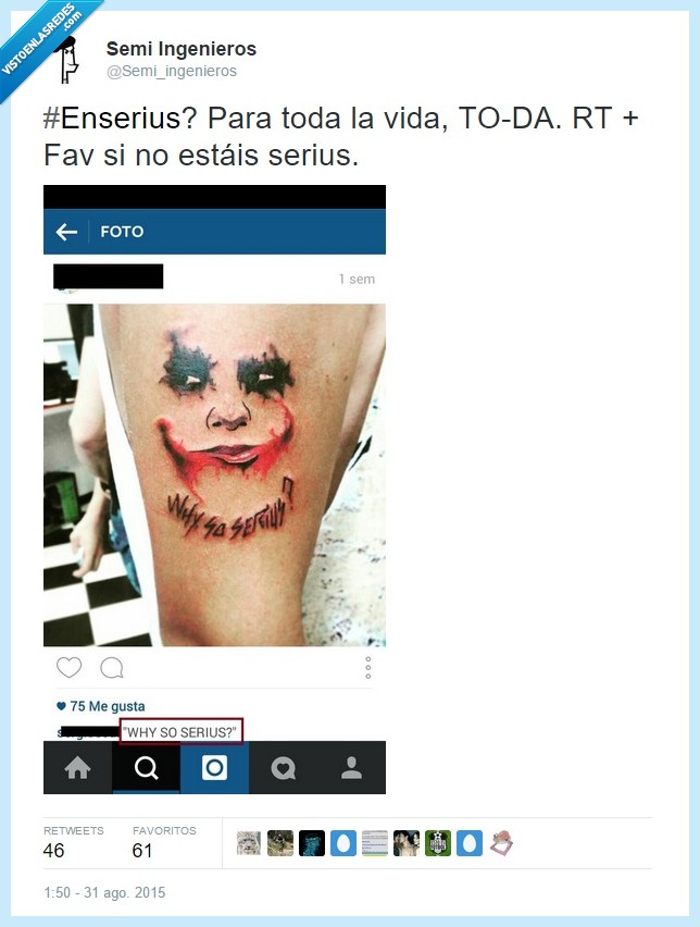 tonto,serius,enserius,para toda la vida,monguer,Joker,tattoo,tatuaje