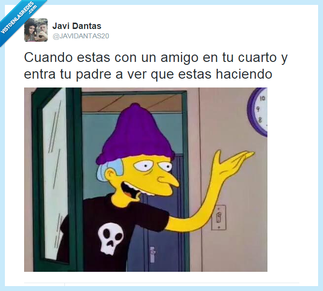 simpsons,padre enrollado,mi padre siempre lo hace,joven,preguntar,Sr. Burns,amigo,entrar