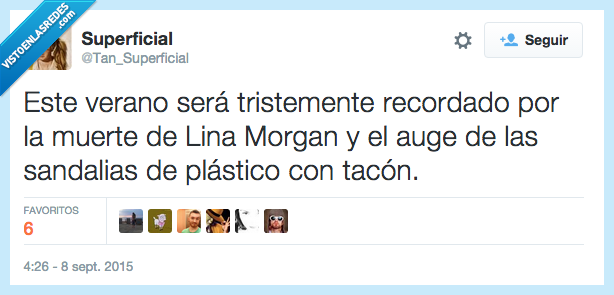 verano,tristemente,recordado,recordar,muerte,Lina Morgan,sandalias,plastico,tacon