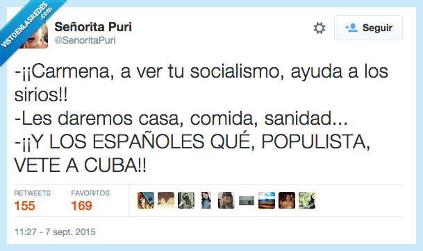 Carmena,roja,rojo,comunista,cuba,socialismo,ayudar,refugiado,sirio,siria,guerra,comida,casa,sanidad,populista