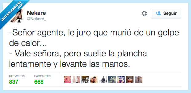 señor,agente,juro,jurar,morir,murio,golpe,calor,señora,plancha,lentamente,levantar,manos