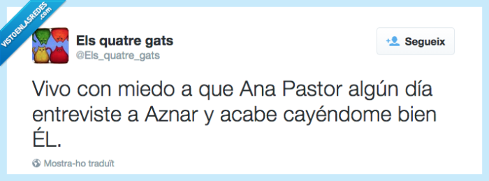 jose maría aznar,ana pastor,entrevista,pp,política,caer bien