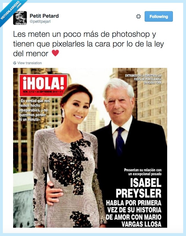 pixeles,photoshop,preysler,ley del menor,vargas llosa,portada,hola