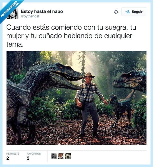 dinosaurio,jurassic park,rodeado,rodear,novia,suegra,mujer,cuñado,tema,atacar