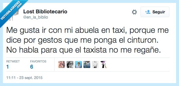 abuela,taxi,gestos,cinturon,taxista,regañe,regañar,silencio