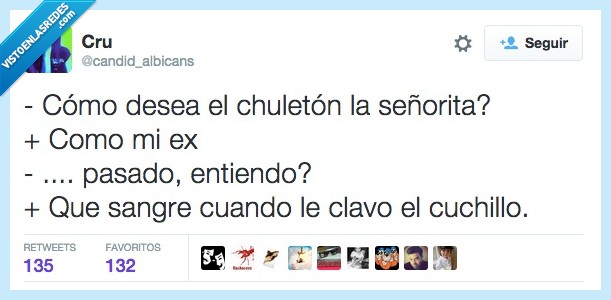 ex,filete,sangre,cuchillo,pasado,sangrar,camarero,carne,comida