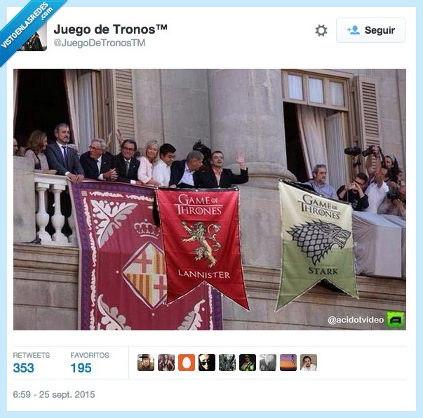 Cataluña,España,balcón,barcelona,mercè,banderas,independentismo,independentista,estelada,Lannister,Juego de Tronos,Game of Thrones,Stark