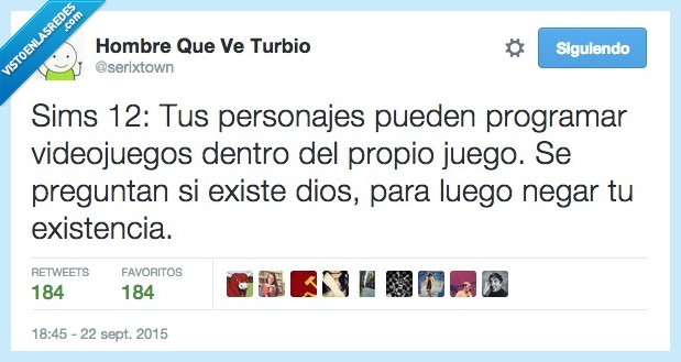 sims,crear,programar,videojuego,preguntar,existencia,dios,negar,inteligencia artificial