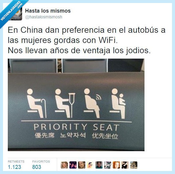 chinos,wifi,humor,mujer,gorda,barriga,wi-fi,embarazada,autobus,prioridad