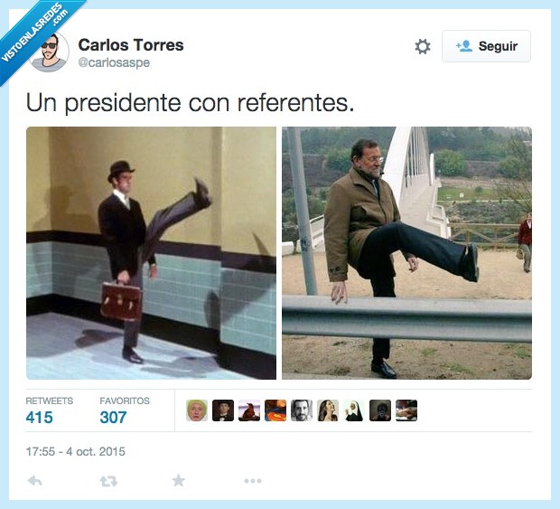 Mariano Rajoy,patada,levantar,pierna,Monty Python,Ministerio de andares tontos,Ministry of silly walks